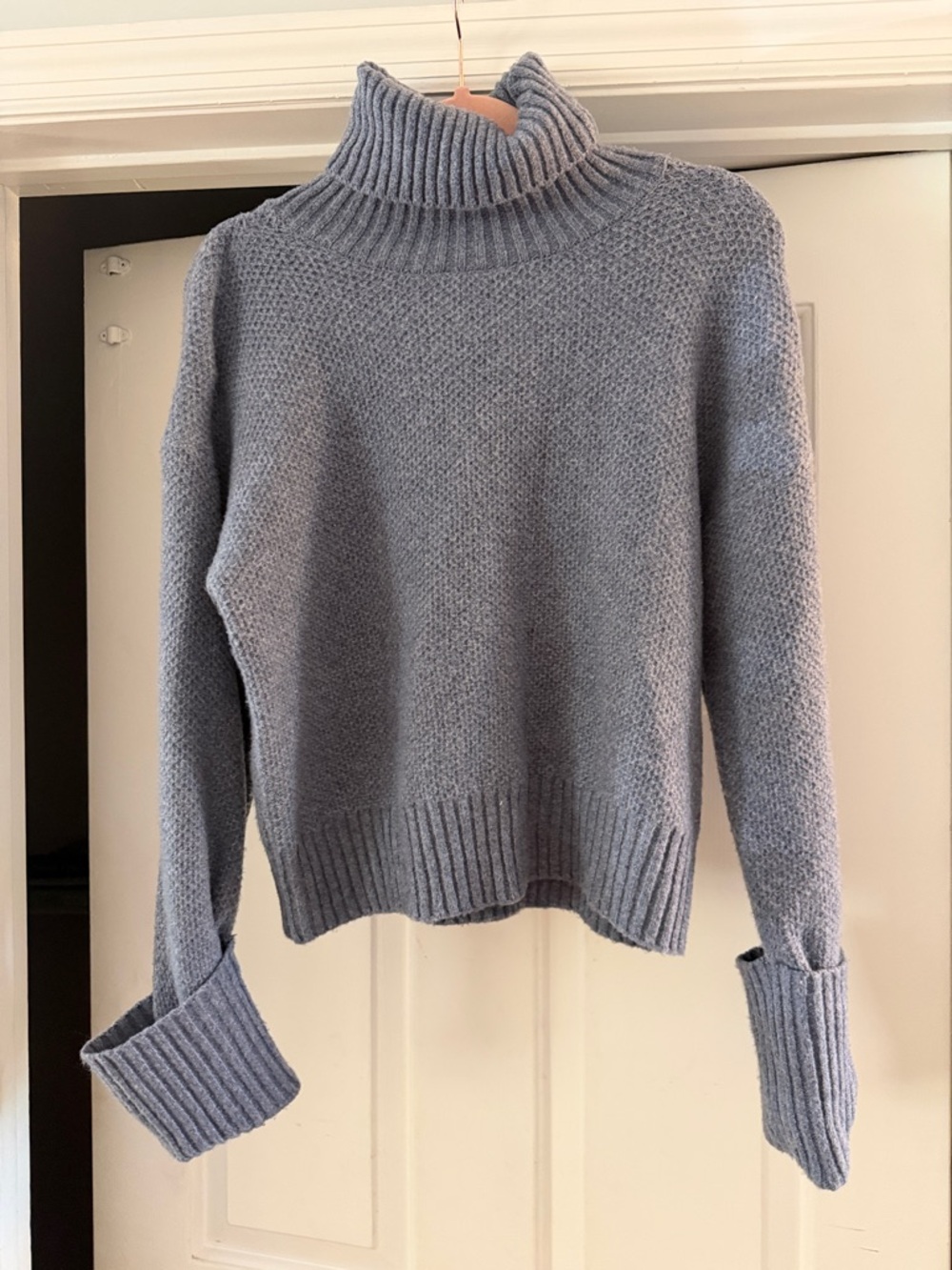 Pink Rose Light Blue Chunky Turtleneck Sweater